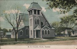 M.E. Church Clyde, KS Postcard Postcard Postcard