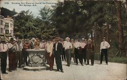 Drinking Hot Water at One of the Fountains Postcard