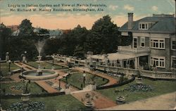 Loggia to Italian Garden and View of Marble Fountain, Mr. Richard W. Massey Residence Birmingham, AL Postcard Postcard Postcard
