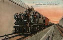 Electric Engine Used for Hauling Trains through Tunnel under Detroit River Postcard