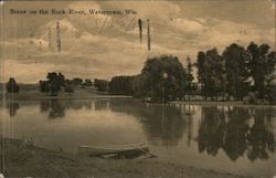 Scene on the Rock River Watertown, WI Postcard Postcard Postcard