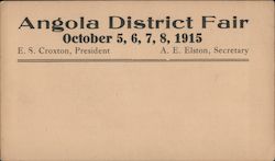 Angola District Fair October 5,6,7,8,1915 Postcard