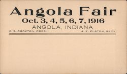 Angola Fair October 3-7, 1916 Postcard