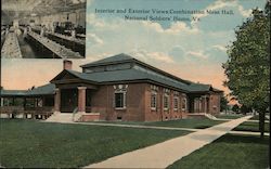 Interior and Exterior Views, Combination Mess Hall, National Soldiers' Home Hampton, VA Postcard Postcard Postcard