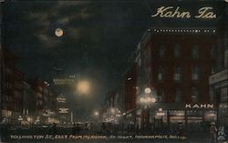 Washington Street, East from Meridian, at Night Indianapolis, IN Postcard Postcard Postcard