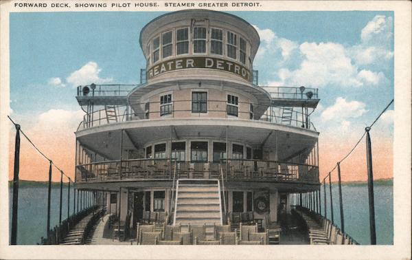 Forward Deck Showing Pilot House Steamer Greater Detroit