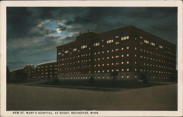 New St. Mary's Hospital. At Night Rochester Minnesota
