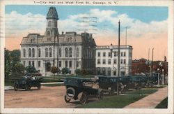 City Hall and West First St. Postcard