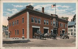 Central Fire Station Fitchburg, MA Postcard Postcard Postcard