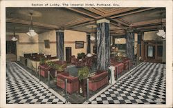 Section of Lobby, The Imperial Hotel Portland, OR Postcard Postcard Postcard