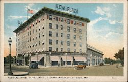 New Plaza Hotel, Olive, Lindell, Leonard and Locust Postcard