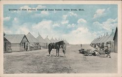 Quarters of First Federal Troops at Camp Custer Battle Creek, MI Postcard Postcard Postcard