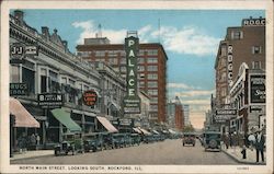 North Main Street, Looking South Rockford, IL Postcard Postcard Postcard