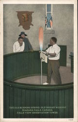 The Old Burning Springs, Old Indian Worship, Niagara Falls, Canada, Falls View Observation Tower Postcard