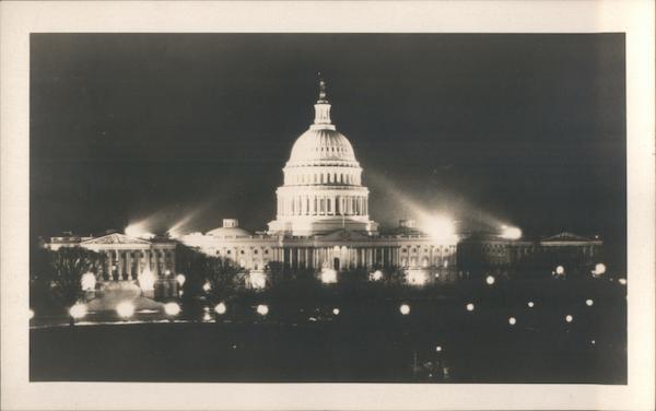 Exterior View of The Capitol Building at Night Washington District of Columbia