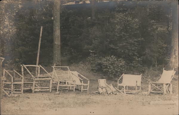Log Chairs Built by Summer Campers Belgrade Lakes Maine
