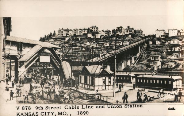 9th Street Cable Line and Union Station 1890 Kansas City Missouri