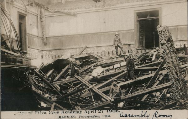 Ruins of Utica Free Academy, April 27 1908 New York
