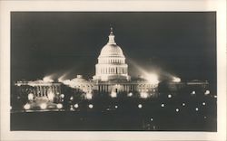 Exterior View of The Capitol Building at Night Postcard