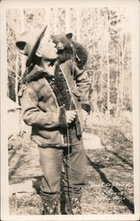 Man with Bear Cub on His Shoulder Postcard