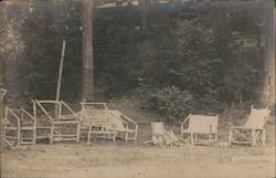 Log Chairs Built by Summer Campers Postcard