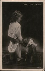 Two little bears - dog and girl with her pants down Postcard