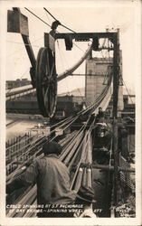 Cable Spinning at S.F. Anchorage of Bay Bridage Spinning Wheel On Left Postcard
