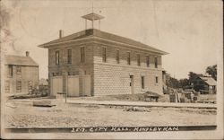 Exterior View of City Hall, Fire Station Kinsley, KS Postcard Postcard Postcard