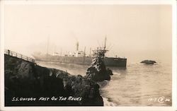SS Ohioan Fast on the Rocks Postcard