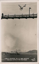 Cable Spinning on Bay Bridge and Golden Gate Bridge in the Distance San Francisco, CA Piggott Postcard Postcard Postcard