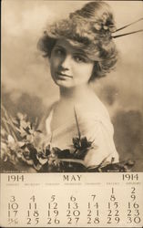 William H. Rau Photographer Woman Holding Flower May 1914 Calendar Postcard