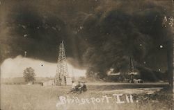 Oil Well on Fire Bridgeport, IL Postcard Postcard Postcard