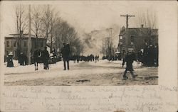 People Observing Large Fire Postcard