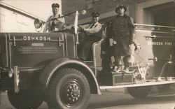 Men of Fire Truck Oshkosh, WI Postcard Postcard Postcard