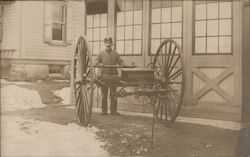 Fireman Posing with Hand-Drawn Hose Jumper Berwyn, PA Postcard Postcard Postcard