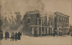 Building on Fire with Crowd Watching Postcard