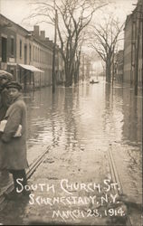 Rowboat on South Church Street, 1914 Postcard