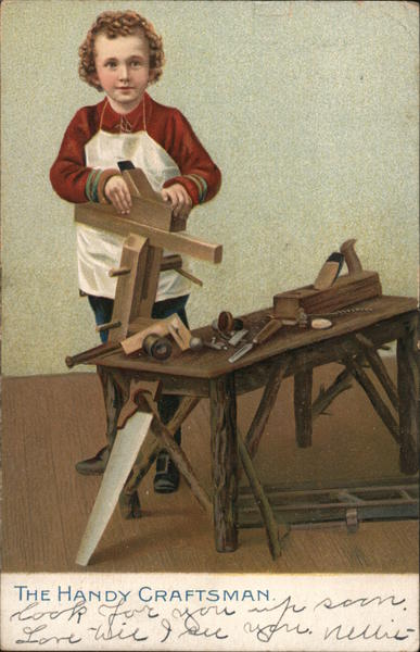 The Handy Craftsman from Little Men and Women series of postcards Saxony Germany