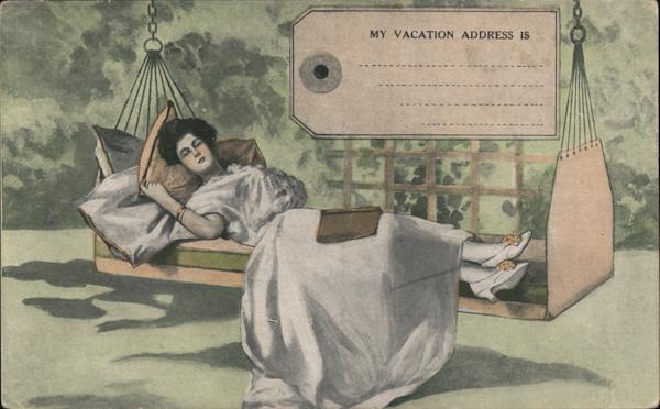 A Woman Laying Down on a Suspended Bed Women