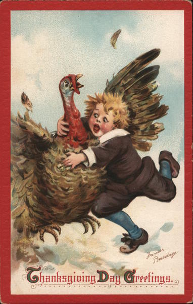 Thanksgiving Day Greetings Frances Brundage Turkeys
