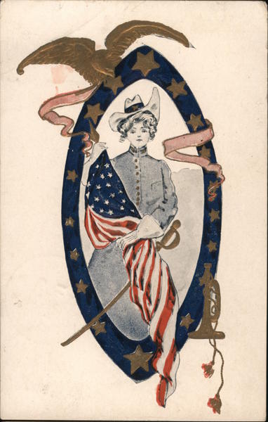 Patriotic - A Woman Holds US Flag