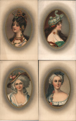 Set of 4: Beautiful Women, Embossed Series 5300 Postcard