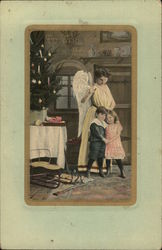 Angel with Two Children in Front of Tree Postcard