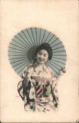 Asian Woman with umbrella Postcard