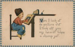 Ven I look at de picture vot I took off you my heardt takes a chump yet. Postcard