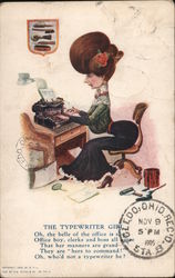 The Typewriter Girl Typewriters Postcard Postcard Postcard