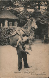 Man with Mule - Robinson Chacun Son Tour! France Donkeys Postcard Postcard Postcard