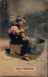 A Child and A Dog - Two Friends Postcard