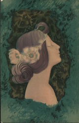 Painting of a Woman in the Woods Postcard