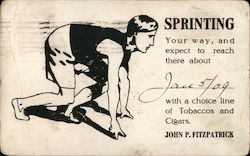 Sprinting Your Way With a Choice Line of Tobaccos and Cigars Postcard